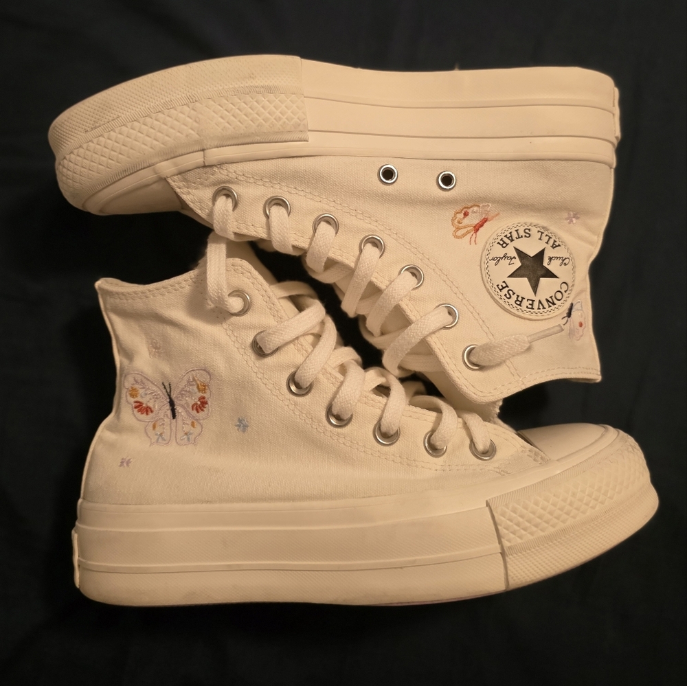 CONVERSE CHUCK TAYLOR ALL STAR LIFT BUTTERFLY EMBROIDERY PLATFORM SHOES